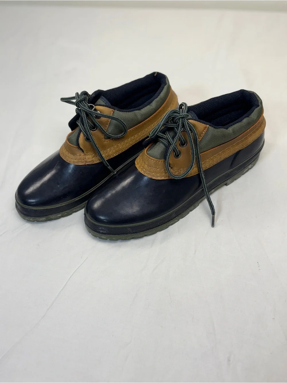 Women’s Waterproof Lace-Up Duck Shoes — Black and Brown Rain